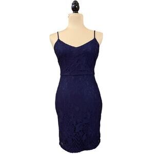 Guess Los Angeles Navy Floral Pattern Lace Mini Maxi Dress Size 2